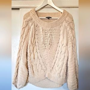 Express Chenille Cable Knit Balloon Sleeve Sweater - Size M